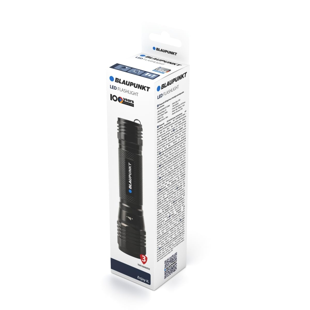 Blaupunkt Taschenlampe, 1600 Lumen Suchscheinwerfer, 6x AA ohne Batterien | 300 m Leuchtweite, LED Suchstrahl, Spritzwassergeschützt IPX4, 10 Std. auf Niedrig – für Rundgang und Grundstück
