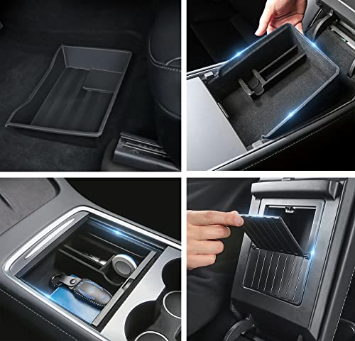 Evmods 5Pcs Tesla Model Y Center Console Storage Accessories Organizer Tray Package Fit Model Y 2021 2022 2023 Under Seat Organizer Tray Upgraded #TOP2