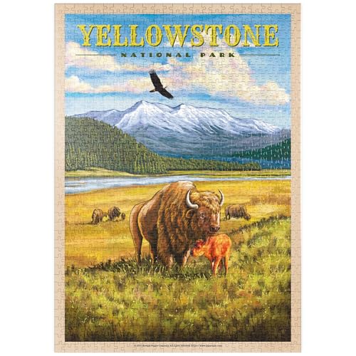 MyPuzzle Yellowstone National Park - Hayden Valley Bisons, Vintage Travel Poster - Premium 1000 Teile Puzzle - MyPuzzle Sonderkollektion von Havana Puzzle Company