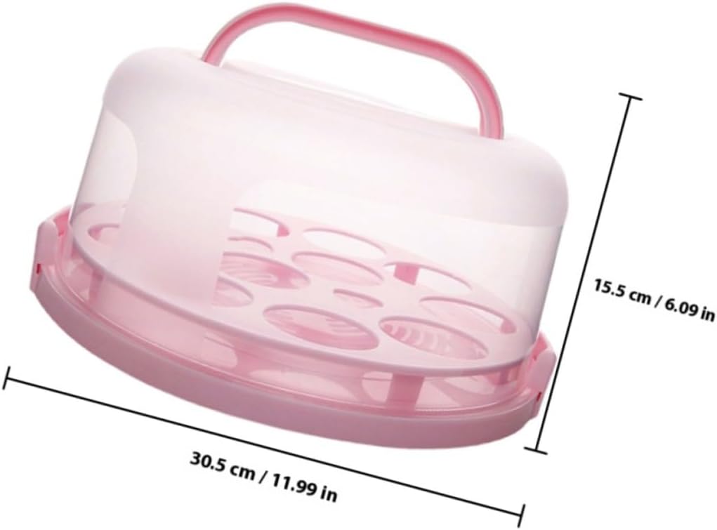 Portable Reusable Cake Box with Lid Practical Birthday Cake Carrier for Parties Handheld Pink Bakery Container for Cupcakes Tarts Cookies Muffins and Lightweight