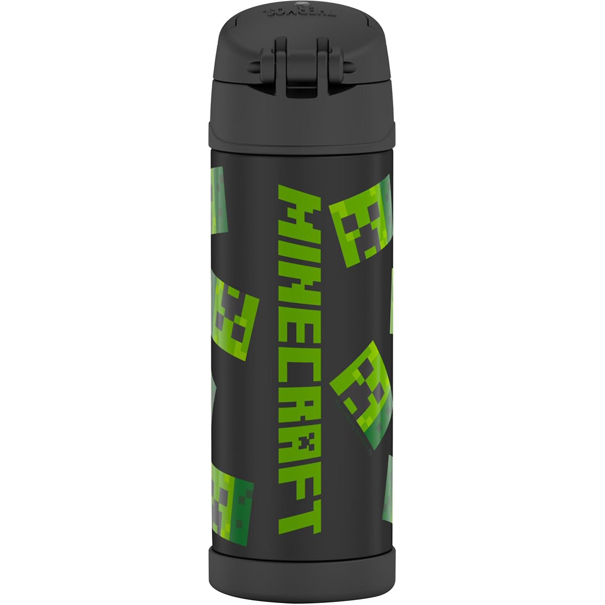 THERMOS FUNTAINER - Botella de acero inoxidable aislada al vacío de 473 ml con tapa de boquilla ancha, color verde