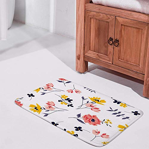 Tapis de douche antidérapant grand format fleurs de printemps lavable en machine