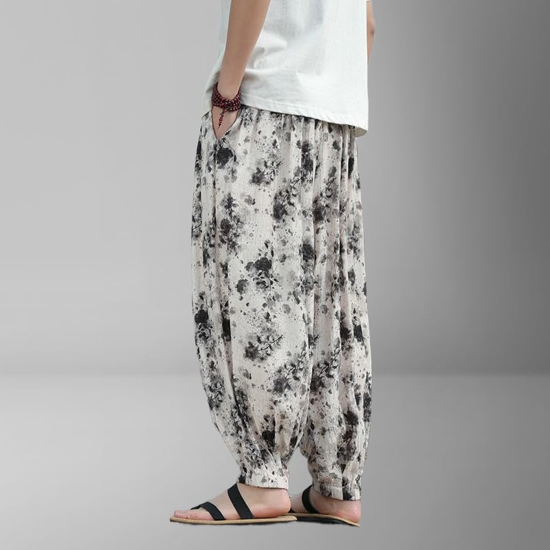 Pantalon décontracté homme esprit zen style chinois ample été