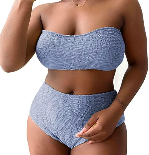 OYOANGLE Women’s Plus Size 2 Piece Swimsuit Solid Bandeau Bikini Set High Waist Tummy Control Bathing Suit OYOANGLE Women’s Plus Size 2 Piece Swimsuit Solid Bandeau Bikini Set High Waist Tummy Control Bathing Suit