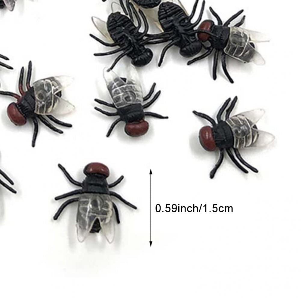 Keuyeo – 30 Fausses Mouches En Plastique – Taille 1,5 Cm – Réalistes – Pour Farces, Halloween, Poisson D’avril Ou Décoration