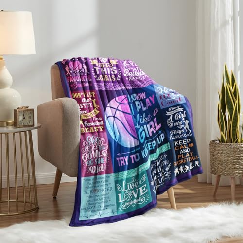 Basketball Gifts Blanket for Girls Soft Lightweight Flannel Basketball Stuff Throw Blanket Merch Basketball Gifts for Basketball Team Lovers 50