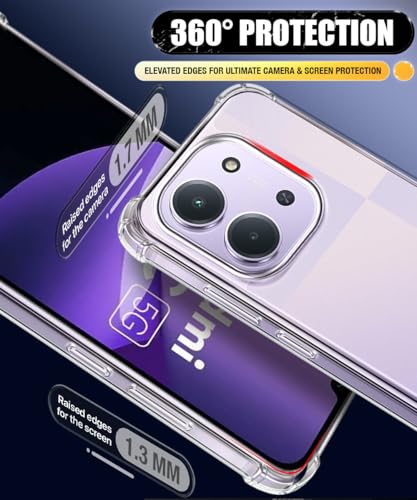Image of WOW IMAGINE Ultra-Hybrid Crystal Clear Back Case for Mi Redmi 15C 5G | Poco C85 5G | Shockproof Design | Camera Protection Bump | Hard Mobile Back Cover with Cushioned Edges - Transparent