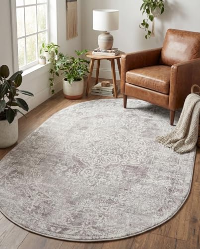 Tapete Oval Oxford 5'3 x 8' Gris miniatura 4