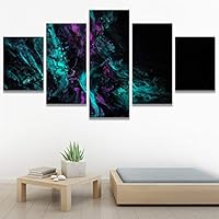 SIGNWIN 5 Panel Canvas Wall Art Abstract Brushstroke Closeup Digital Art Modern Artwork for Home Decorations Ready to Hang - 60