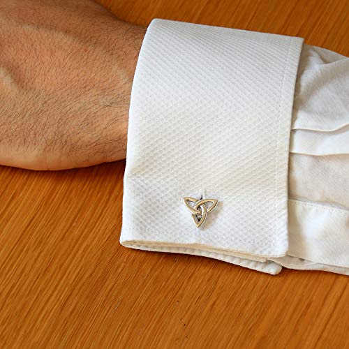 Alexander Castle Men's Cufflinks 925 Sterling Silver Celtic Cufflinks 15mm x 14mm Celtic Trinity Cufflinks with Jewelry Gift Box3