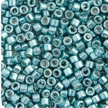 Miyuki Delica 11/0 Aquamarine Opaque Glavanized-Dyed 50gms Bag of Japanese Glass Beads