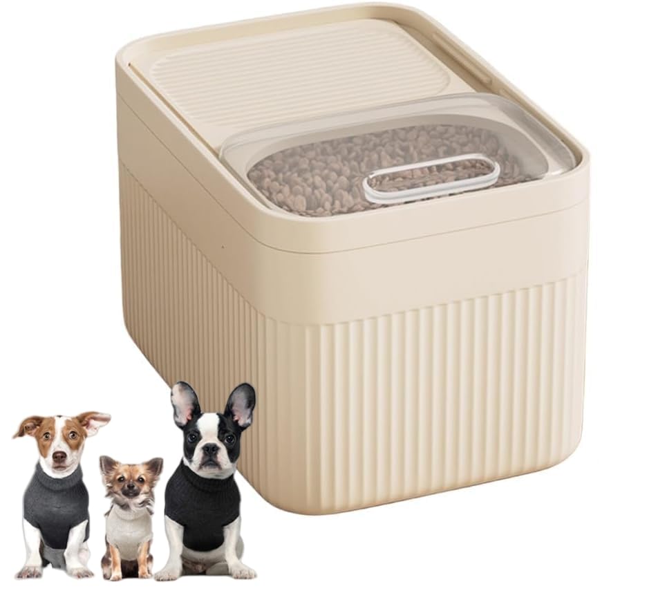 Airtight Pet Food Storage Container - 5L/10L/15L Large Capacity, Transparent Pet Food Bin with Seal Lock - Moisture Proof & Odor Blocking for Dry Dog Cat Food - Food Safe PP Plastic (5L)