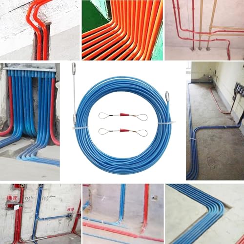 Image of Wire Puller For Electrician, Professional Wiring Spring Tool, 10 Meter Blue Wire Pulling Device For Electrical Installations, Industrial Wire Threader Set With Tightening Tools
