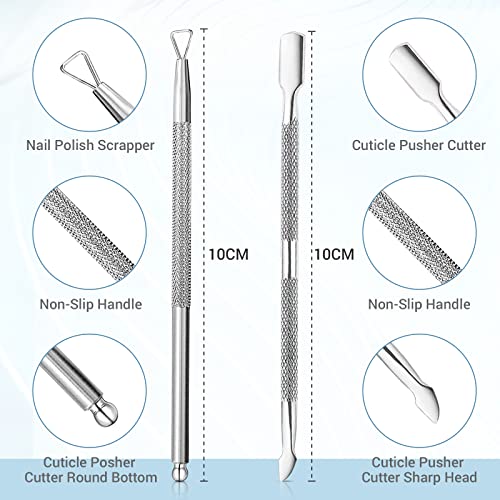 Cuticle Trimmer Cuticle Pusher, Cuticle Remover Cuticle Nippers Professional Stainless Steel Cuticle Pusher and Cutter Clippers Durable Pedicure Manicure Tools for Fingernails and Toenails AZUREBEAUTY