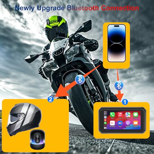 Image of YCV 6 inch Portable Motorcycle Carplay with Android Auto, HD Waterproof Screen, GPS Navigation System, Music Sharing, Light Sensor, Siri /Google Assistant, Bluetooth Call, Quick-Release Magnetic Mount