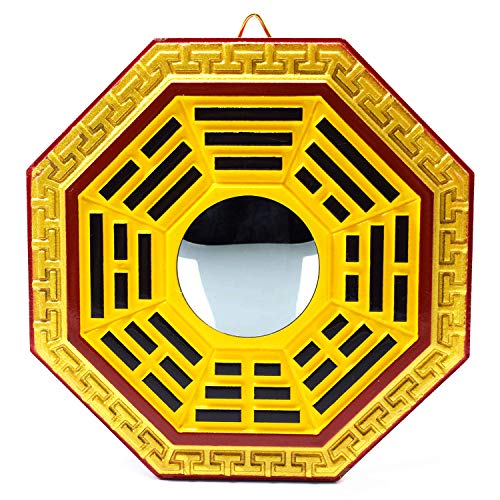 Chinesischer Bagua Konvexspiegel Feng Shui Holz Spiegel Cover
