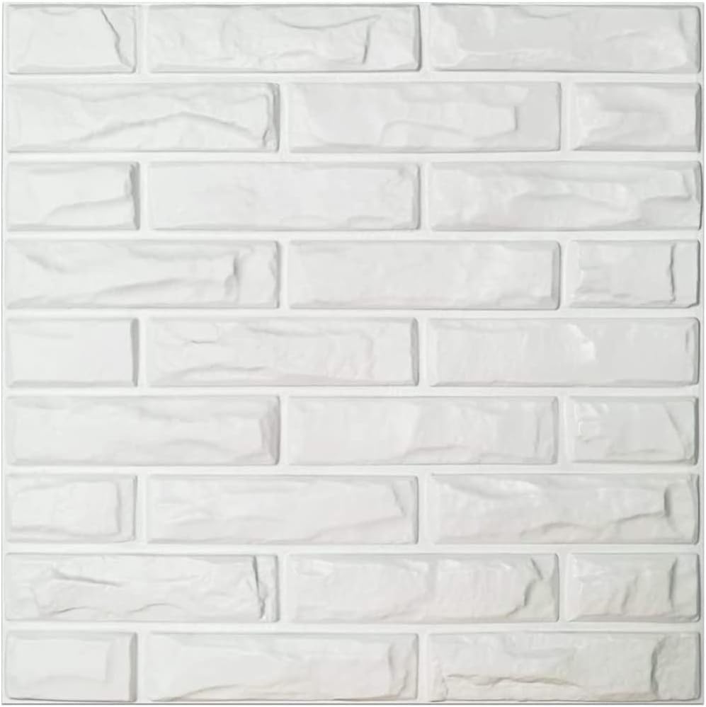 Kayra Decor Brick 3D PVC Wall Panels - Suitable for Living Room and Ceiling Decoration (19.7โ x 19.7โ, Covers 32.28 Sq. ft. White Color) (Pack of 12)