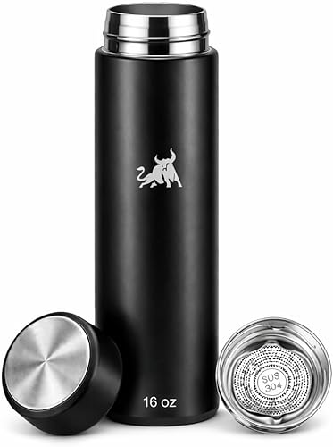 Chandler Botella de acero inoxidable al vacío de 16 onzas – Aislada para café caliente y frío, té y bebidas – Cabe en soportes de automóviles – Taza