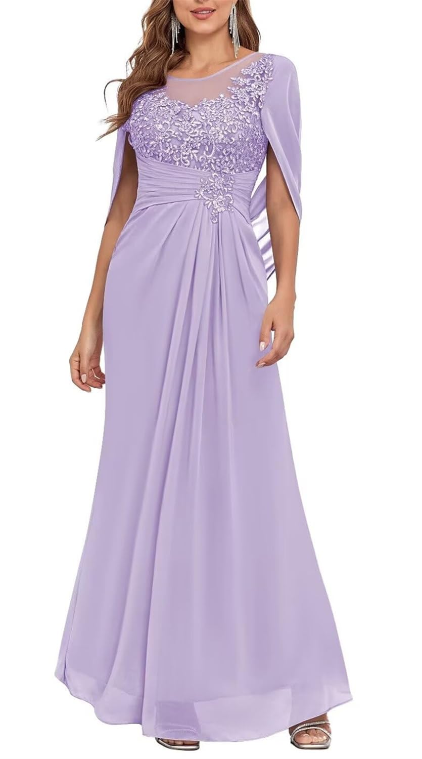 YIANN Lace Lilac Mother of The Bride Dresses for Women 2024 Wedding Guest Sheath Formal Evening Gown UK14
