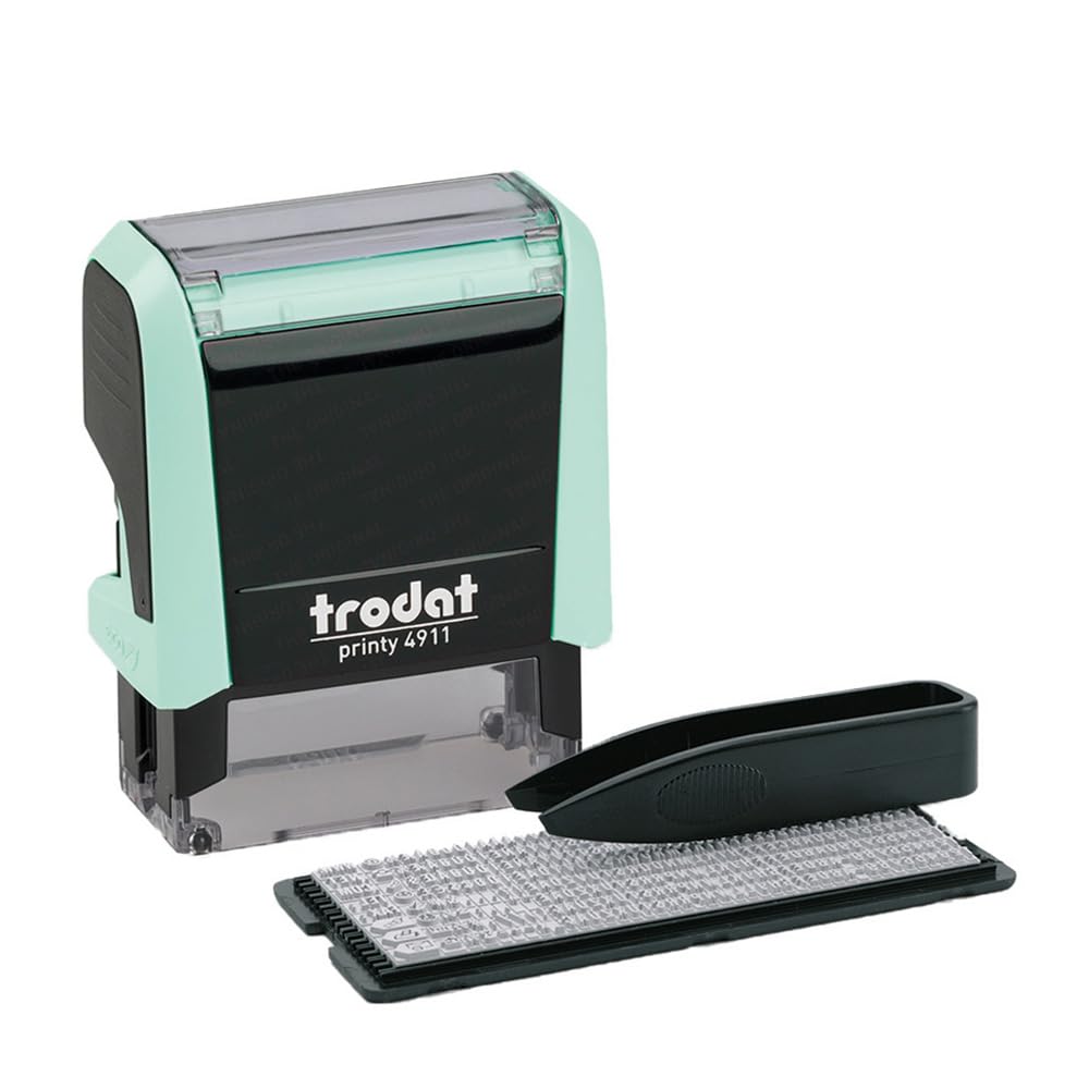 Trodat Stempel samoatramentujący DIY - Printy 4911 Pastel Green - 3 linie, czarny nadruk, 38 x 14 mm