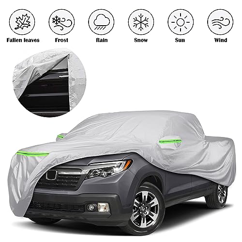 Image of Waterproof Car Cover Custom Fit for 2006-2024 Honda Ridgeline, 6 Layers All Weather Car Covers with Zipper Door & Windproof Bands for Sun Snow Rain Dust Protection, Outdoor Indoor