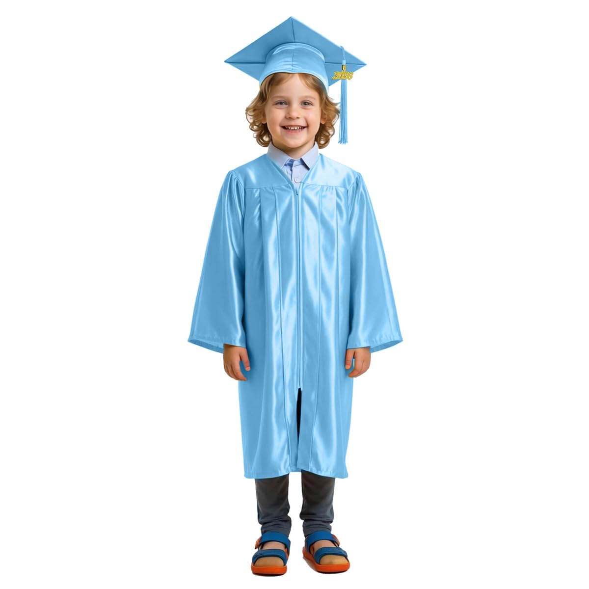 Shiny Preschool Kindergarten Graduation Cap Gown Set for Kids With 2026 2025 Tassel Charm