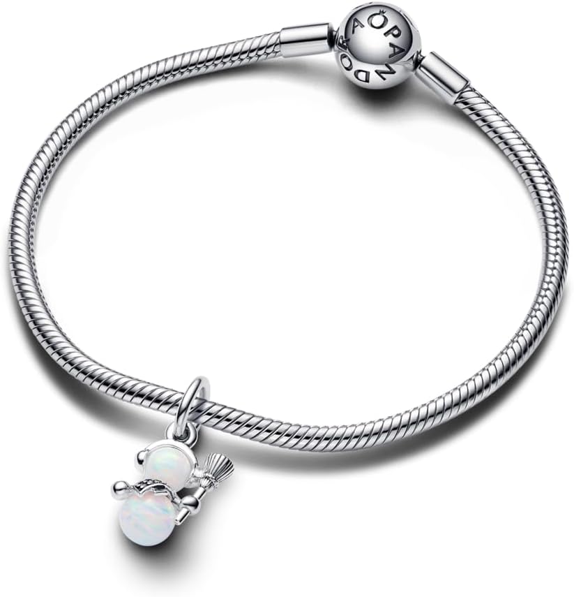 PANDORA Moments Opalescent Snowman Dangle Charm - Sterling Silver Charm with Man-Made Opal - Jewelry for Women - Includes Gift Box - Image 3