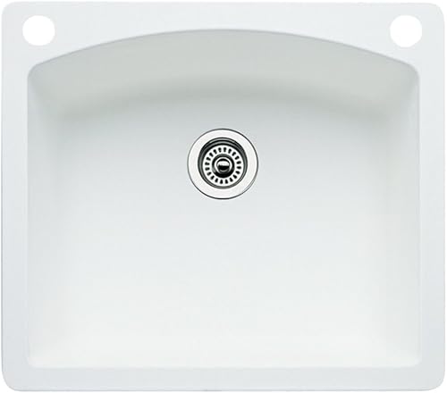 Blanco 4402092diamantes 2-Hole single-basin Drop-in o Undermount Fregadero de Cocina de granito, color gris metálico