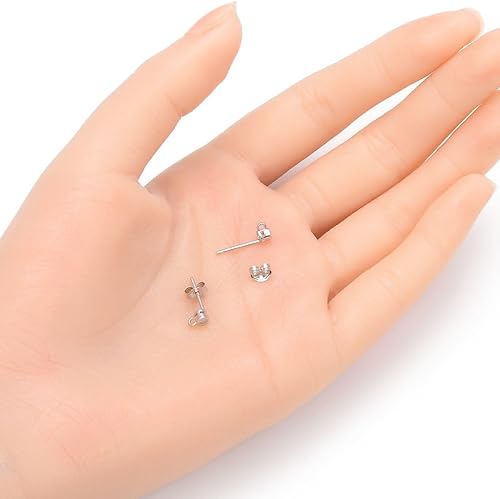 Miniatura 2 de Adabele - 2 pares de aretes de plata de ley auténtica de 0.118 pulgadas (0.118 in) con circonitas cúbicas pequeñas, anillo cerrado, circonita