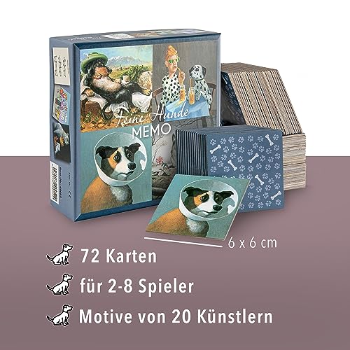 Inkognito | 40052 ''feine Hunde Memo'' | lustiges Memo-Spiel für Hundeliebhaber/Gedächtnis-Spiel/Legespiel | Künstler: Michael Sowa, Rudi Hurzelmeier, Quint Buchholz, Beck, UVM.