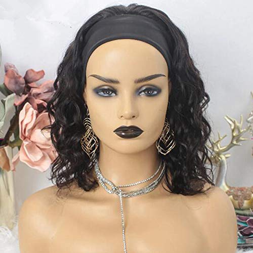 LUFFYWIG Wet and Wavy Wig Brazilian Wavy Human Hair Wigs 3/4 Half Wig 150% Full Machine Made Headband Wig For Black Women No Glue No Gel 12Inch