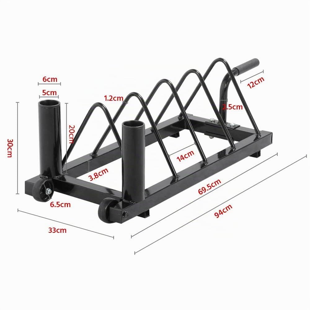 Yaheetech Estante horizontal para discos de peso, estante de fitness de fuerza con 4 ranuras para placas, soporte de almacenamiento de placas, parachoques de barra con ruedas giratorias para el hogar