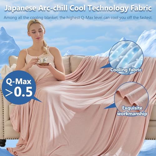 Image of CHOSHOME Cooling Blanket for Hot Sleepers - Summer Blanket Thin Soft Lightweight Breathable Double Side Enhanced Cooling for Hot Flashes, Night Sweats, Bed, Couch (Pink, 90 x 108 inches)
