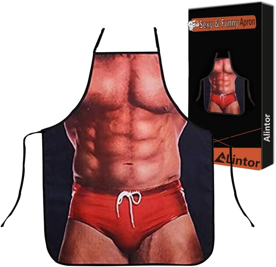 Alintor Secret Santa Gifts for Men, Funny Gifts for Men - Sexy Funny Novelty Apron, Mens Gifts for Christmas Stocking Fillers, Novelty Gifts for Dad/Husband/Boyfriend