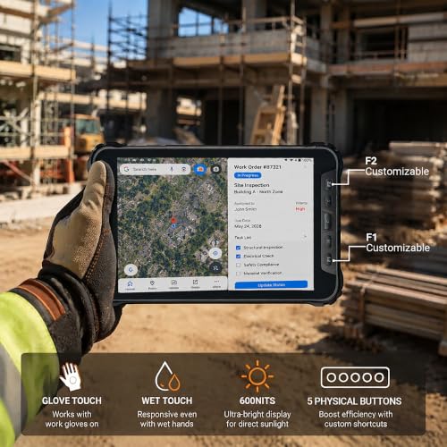 Image of AOZORA K8 Active Construction Rugged Tablet for AT&T Verizon Network | Rugged Construction Android Tablet, Night Version, 8GB+8GB Extended RAM, 256GB, NFC, Built-in GPS