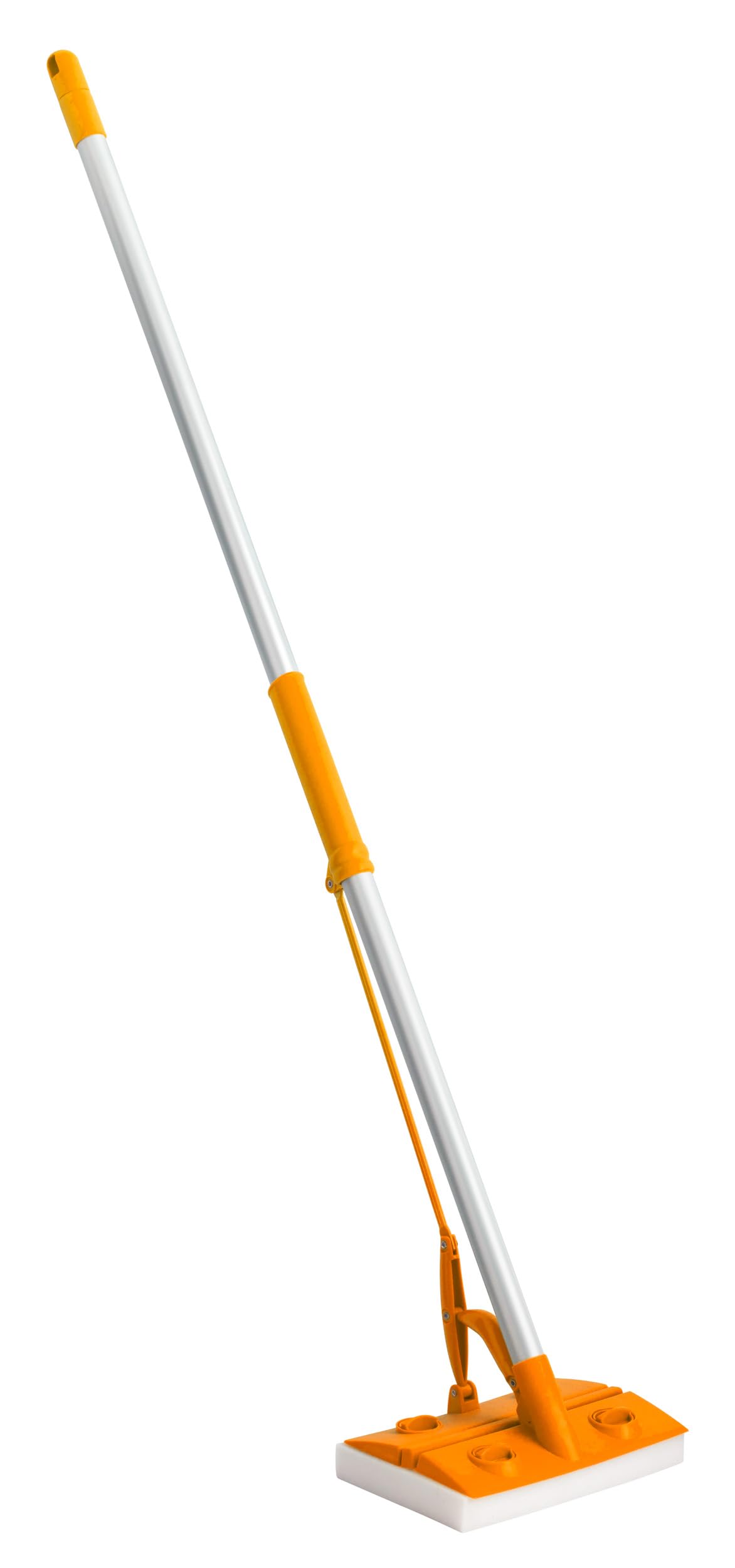 HOMESHOPA Self Wringing Sponge Mop, Flat Floor Squeeze Mop, Long Handle Hard Floor Cleaning Mop, Super Absorbent, Lightweight, Non-Abrasive (Orange)