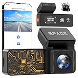 SPADE Dash Cam Front and Rear, Built-in WiFi 4K+1080P Dash Camera for Cars, Mini Car Camera with Voice Control, Night Vision Car Video Driving Camera Recorder 24H Parking Monitor, G-Sensor