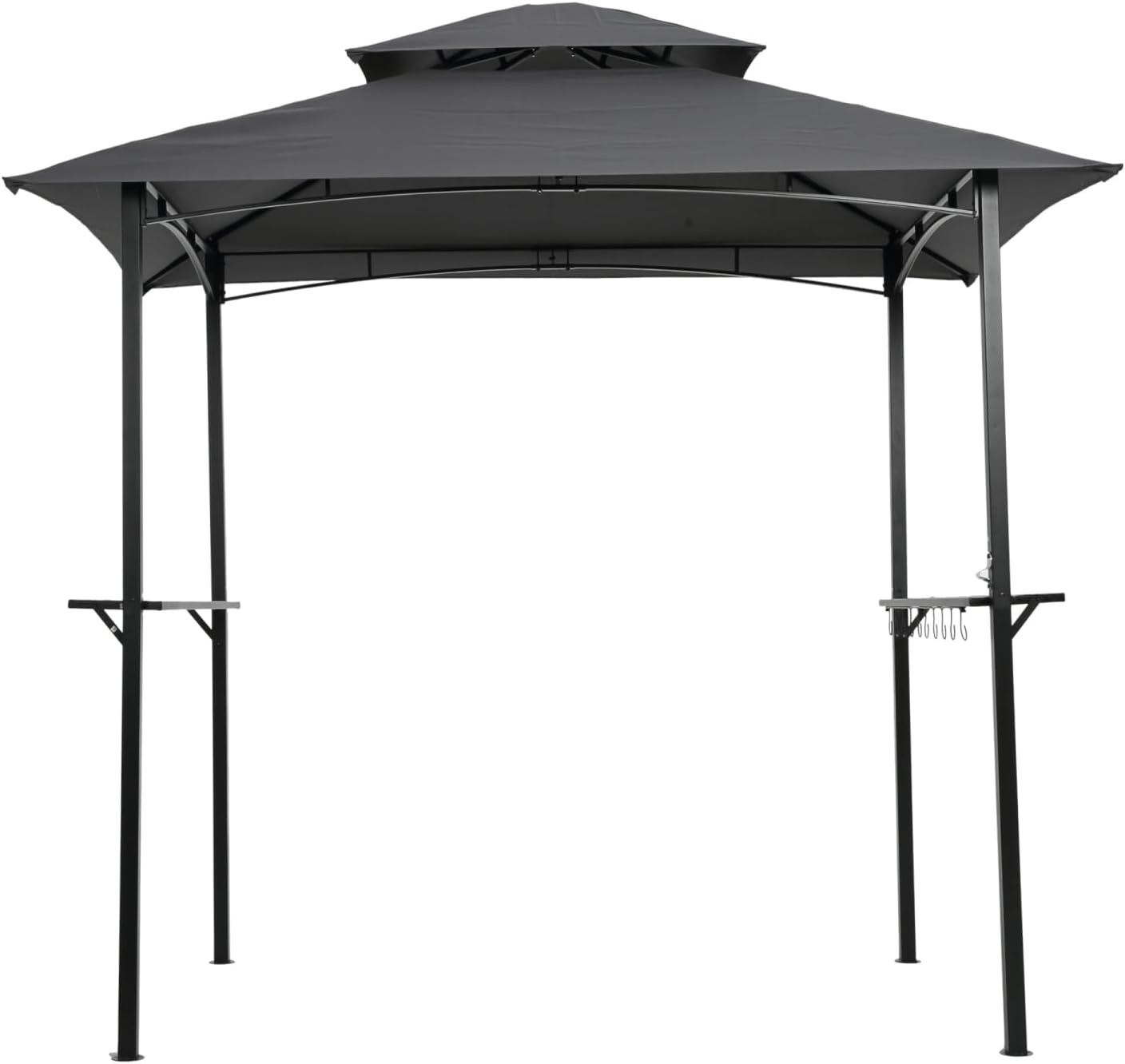 8X5Ft Grill Gazebo Replacement Canopy, Double Tiered BBQ Tent Roof Cover Fabric Gray Weather-Resistant Fabric Canopy Outdoor Lawn, Porch Durable Outdoor Cover