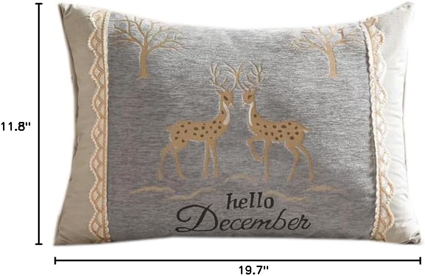 Embroidery Luxury Plush Pillow Sofa Rectangle Throw Pillow Long Bedding Waist Lumbar Back Cushion with Core (30×50cm/11.8"×19.7", Yellow Blue)