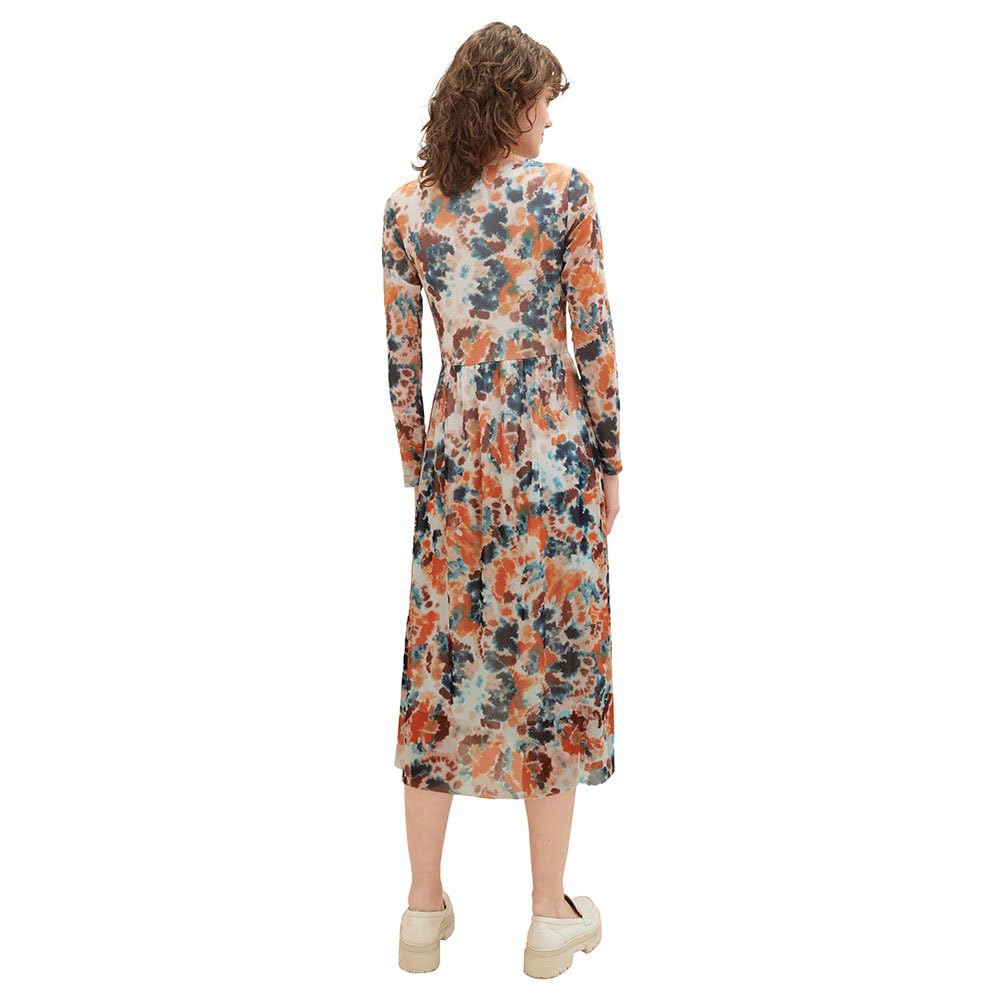 TOM TAILOR Sukienka damska, 32367 - Grey Orange Tie Dye Floral, 38