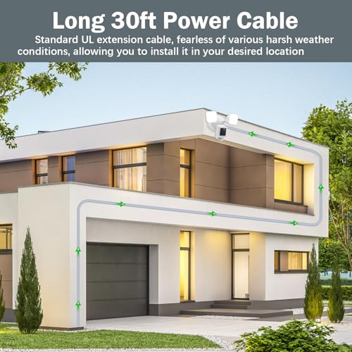 image for iTODOS Plug-in Mount for Floodlight Cams with 30ft/9m Weatherproof Pow