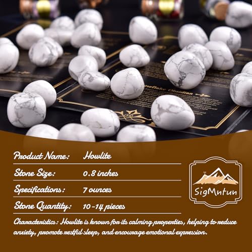 Image of Polished Stone Set Howlite Crystals, 0.8 inch Handpicked Tumbled Gemstones Rocks, Pebbles for Reiki, Chakra, Healing, Home Decor