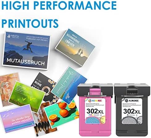 302 XL Ink Cartridges Black and Colour, 2-Pack, 302 Ink Cartridges Combo Pack Remanufactured for HP 302XL for HP Envy 4527 4520 4524 DeskJet 1110 2130 3630 OfficeJet 3830 3831 4650 5230 Printer
