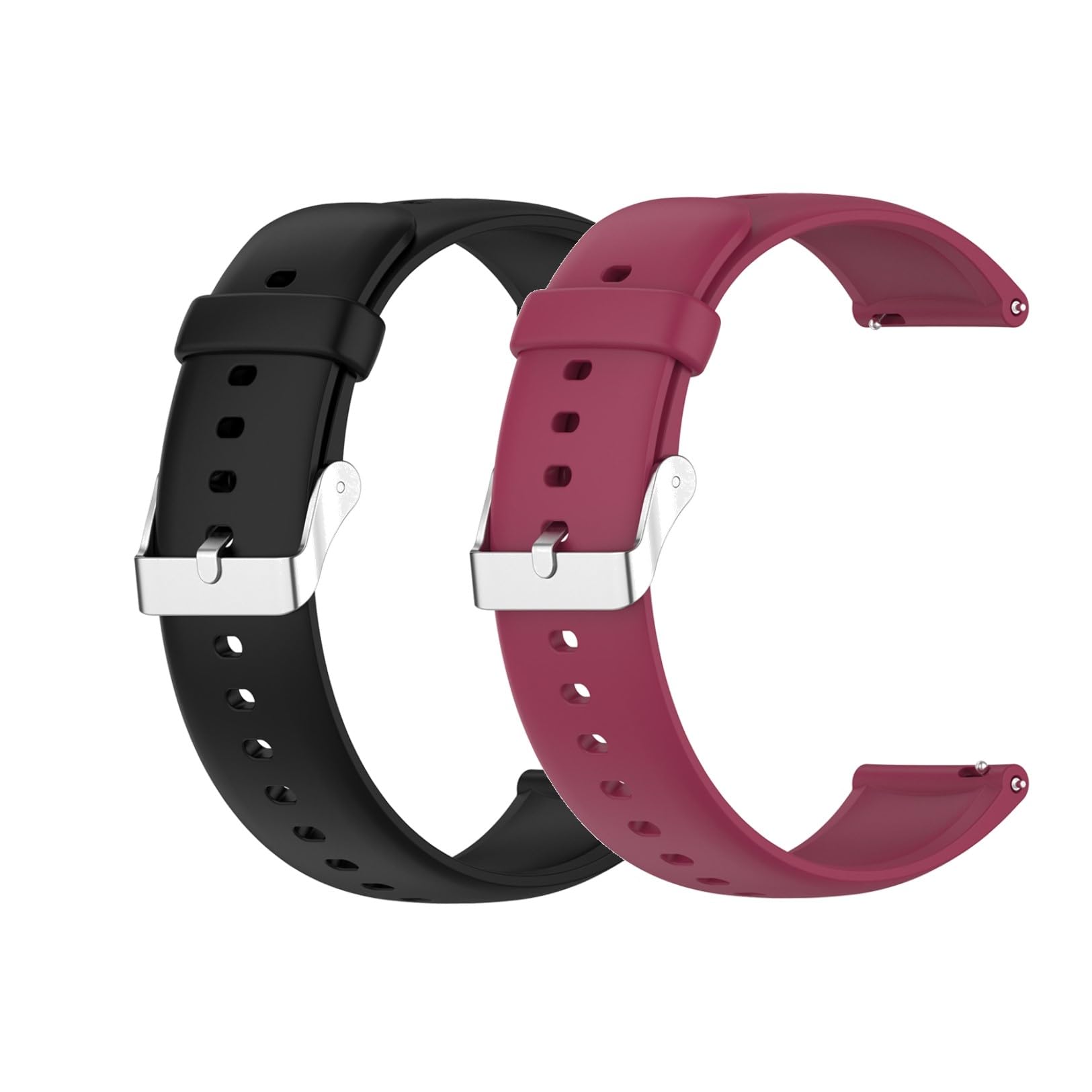 2 Pack Strap for Withings ScanWatch 2 38mm Straps for Women Men,Silicone Sport Classic Soft Replacement Straps Compatible with Withings ScanWatch 2 38mm (Black+Wine)