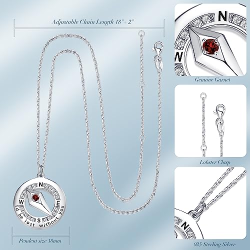 FANCIME Sterling Silver Compass Birthstone Necklaces Fine Jewelry Anniversary Birthday Gifts for Women Her Wife Girlfriend4