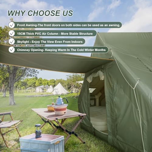 KIKILIVE Inflatable Camping Tent with Pump and Stove Jack, 4-6 Person Inflatable Tent for Camping, Easy Setup Waterproof Inflatable House Tent - Thumbnail 5