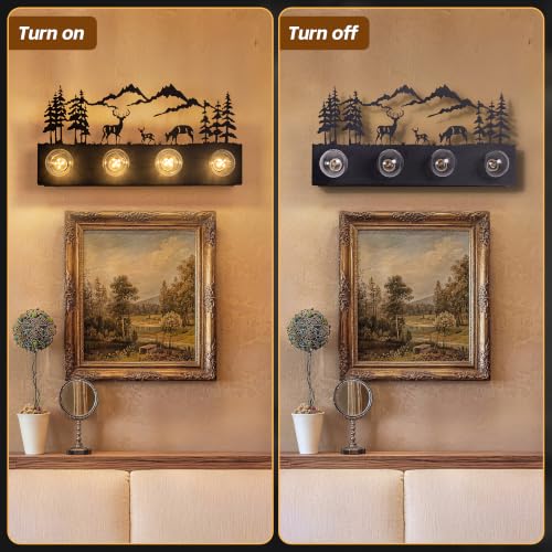 Image of TOCHIC Rustic Bathroom Vanity Light, 4-Light Western Vanity Light 24 inch