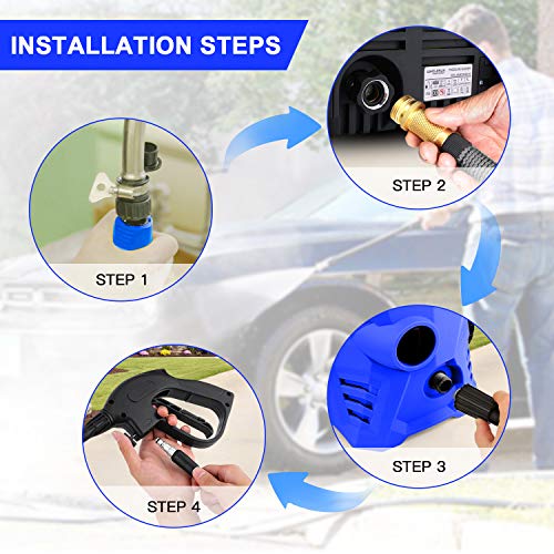 WHOLESUN 3000PSI Electric Pressure Washer 2.4GPM 1600W Power Washer with Hose Reel and Brush Blue