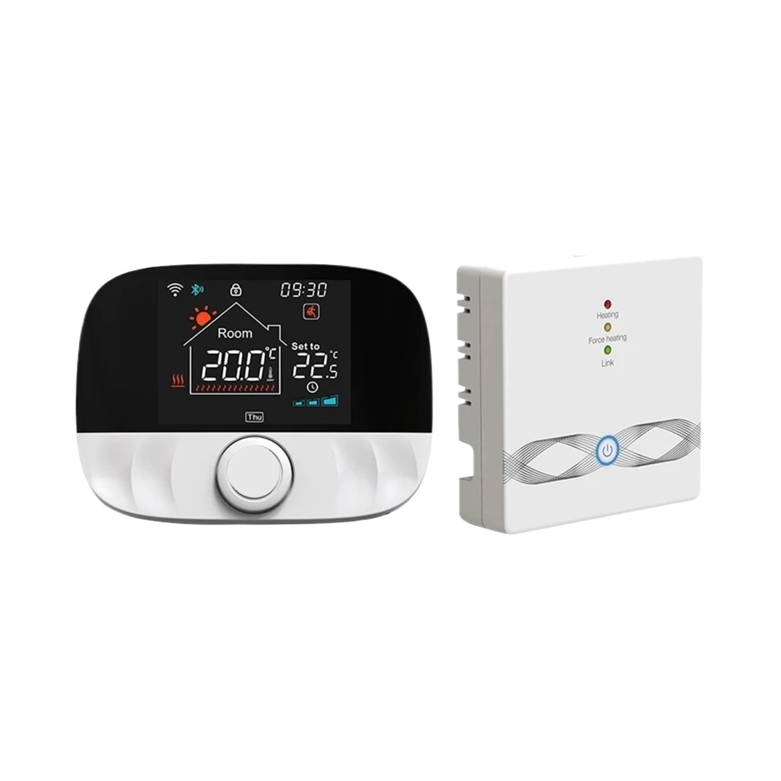RF433 Wireless Thermostat WiFi For Floor Heating Water Gas Boiler Home Room Tuya Smart Programmable Temperature Controller(White T9W Set)