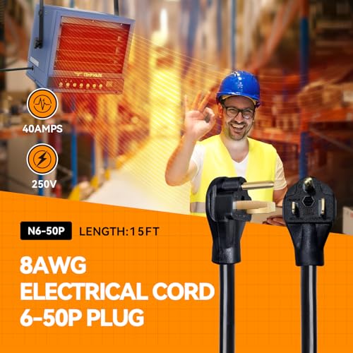 7500W Electric Garage Heater and 15FT 8 AWG 3 Prong Power Cord